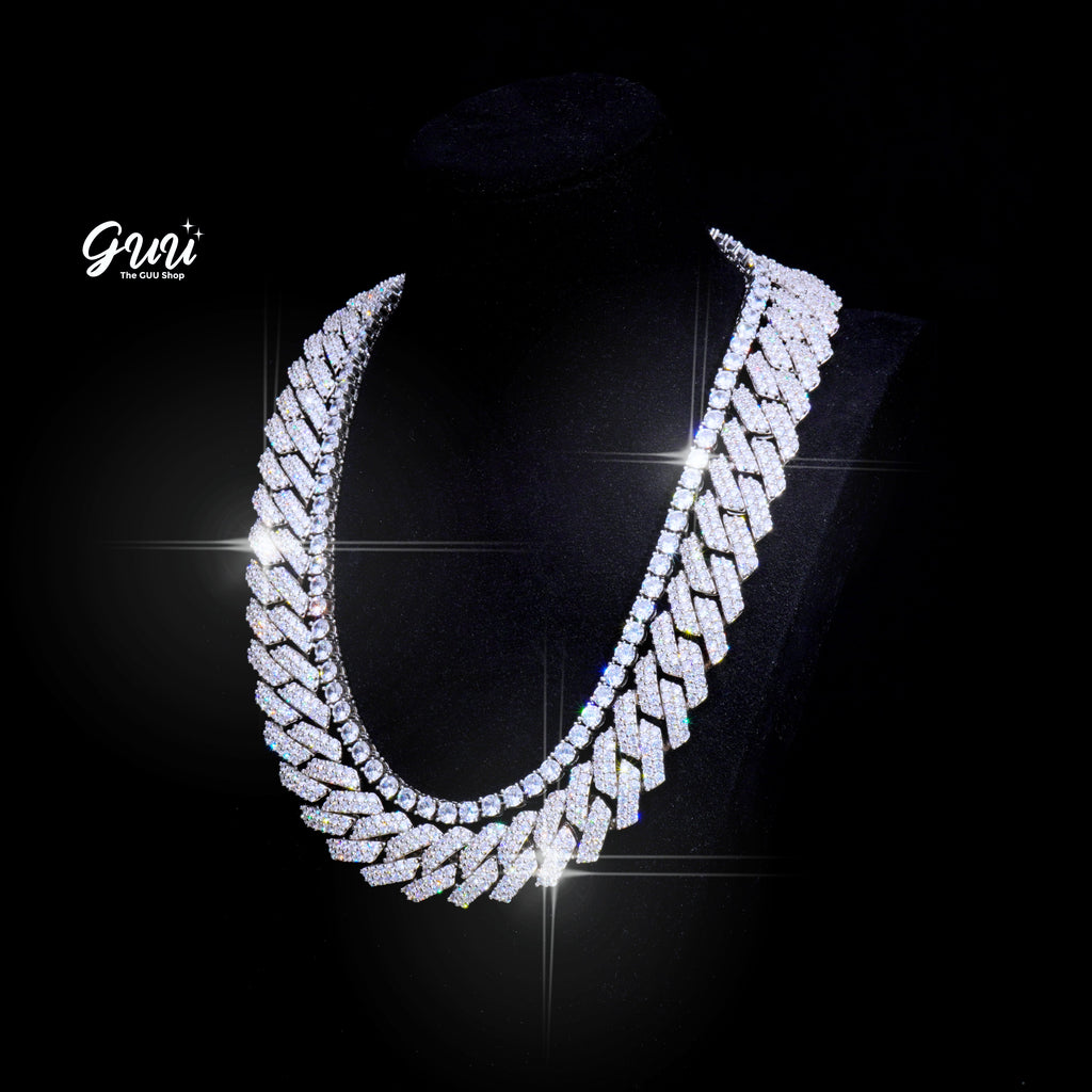Bundle 19MM 2-Row Prong Cuban + 5MM Tennis In WhtieGold