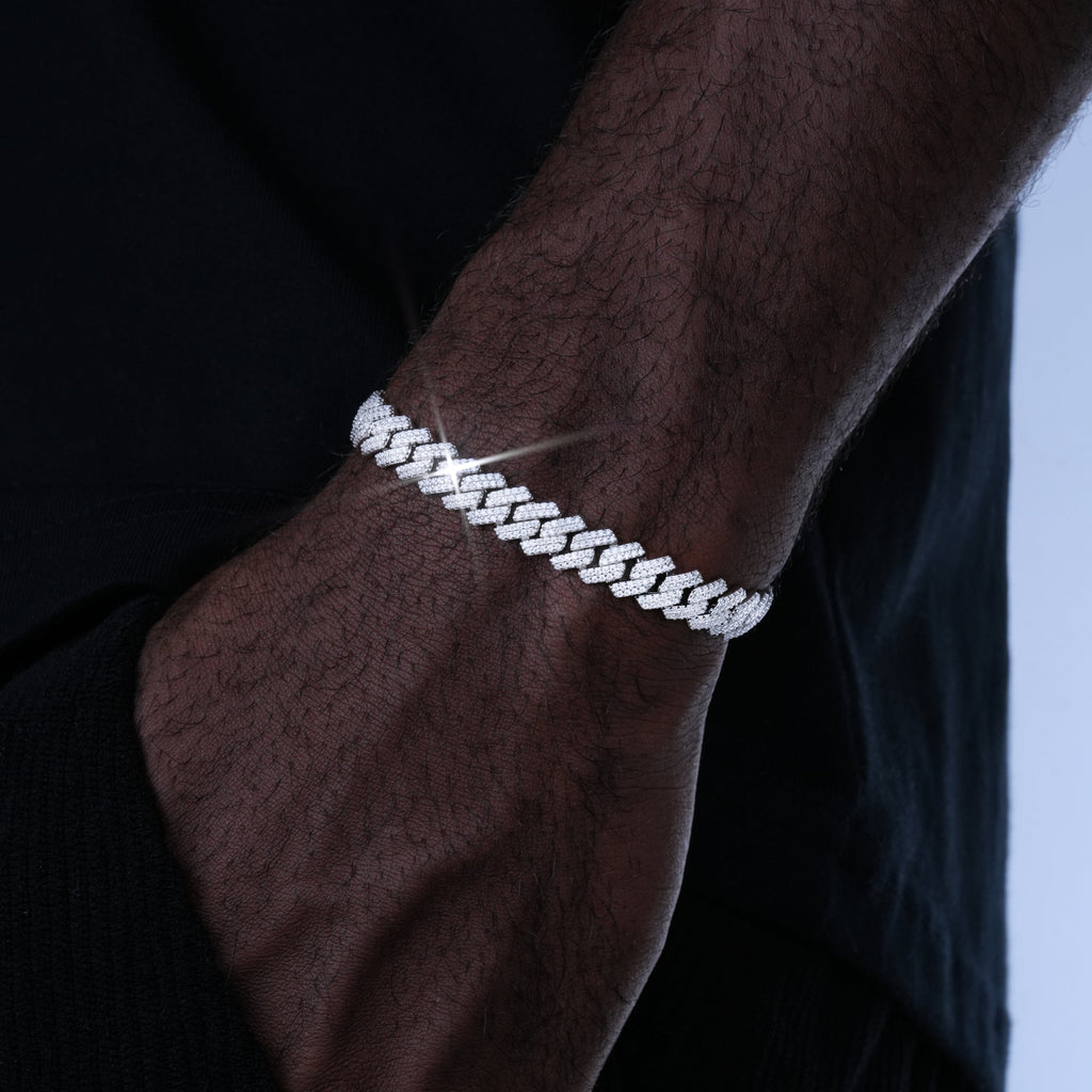 925S & VVS Moissanite 8.5MM Prong Cuban Bracelet