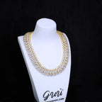 Bundle 19MM 2-Row Prong Cuban + 5MM Tennis In Gold
