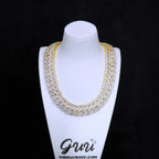 Bundle 19MM 2-Row Prong Cuban + 5MM Tennis In Gold
