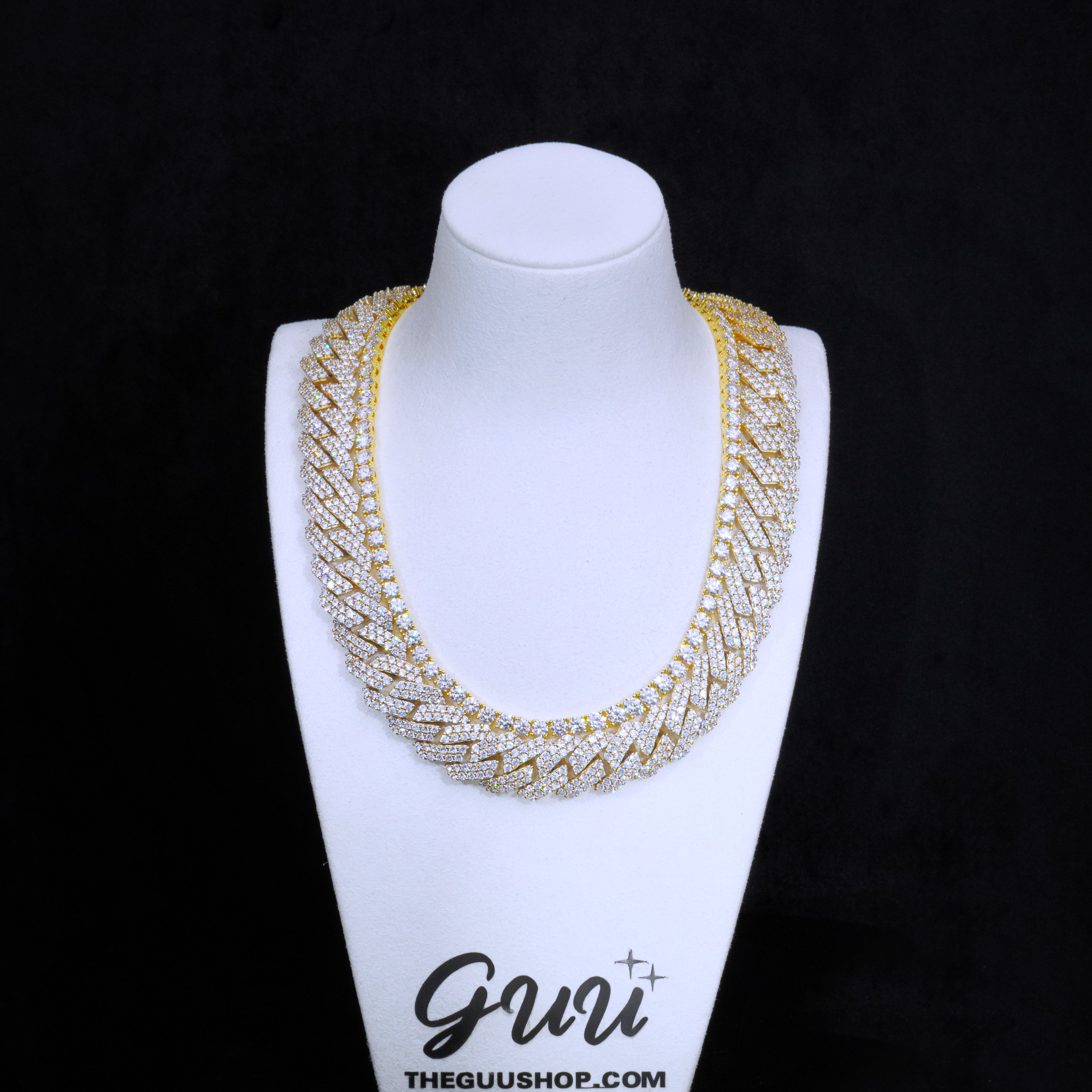 Bundle 19MM 2-Row Prong Cuban + 5MM Tennis In Gold