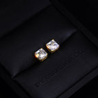 VVS Moissanite Asscher Cut Stud Earrings In 18K Gold
