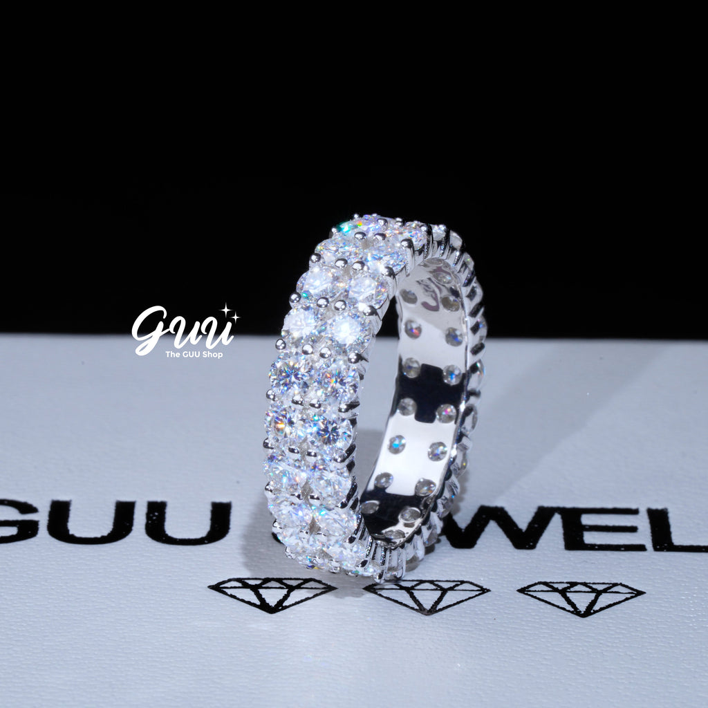 925S & VVS Moissanite 2-Row Eternity Ring