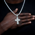8.0 Carat VVS Moissanite Gemstone Cross Necklace In White Gold
