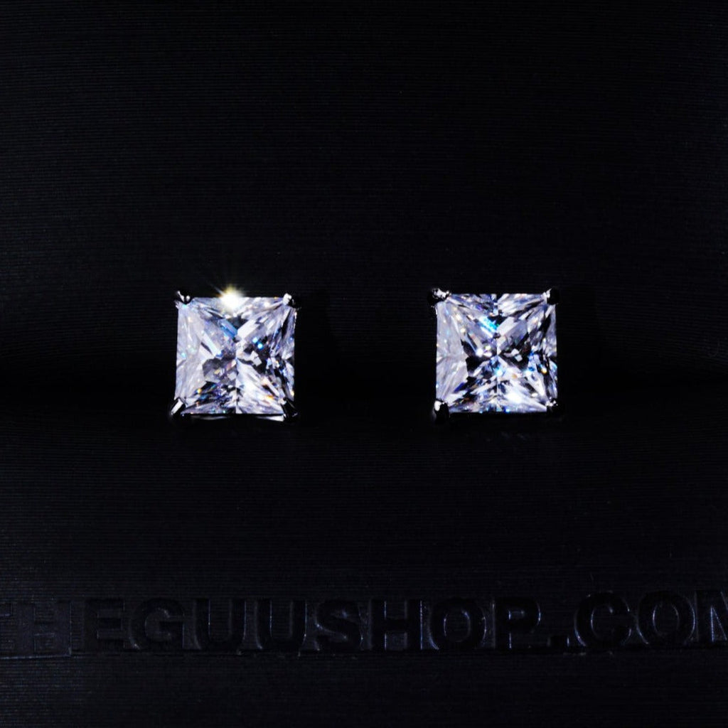 2.40 Carat VVS Moissanite Princess Cut Stud Earrings