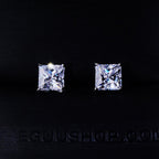 2.40 Carat VVS Moissanite Princess Cut Stud Earrings