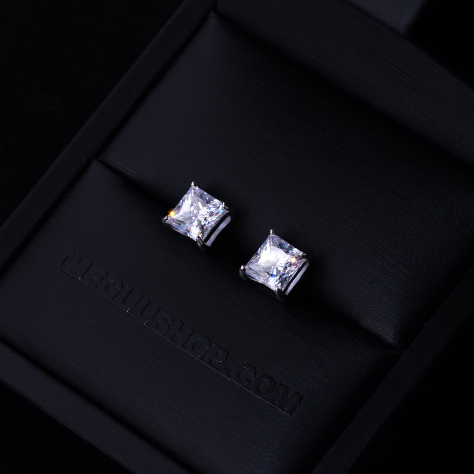 2.40 Carat VVS Moissanite Princess Cut Stud Earrings