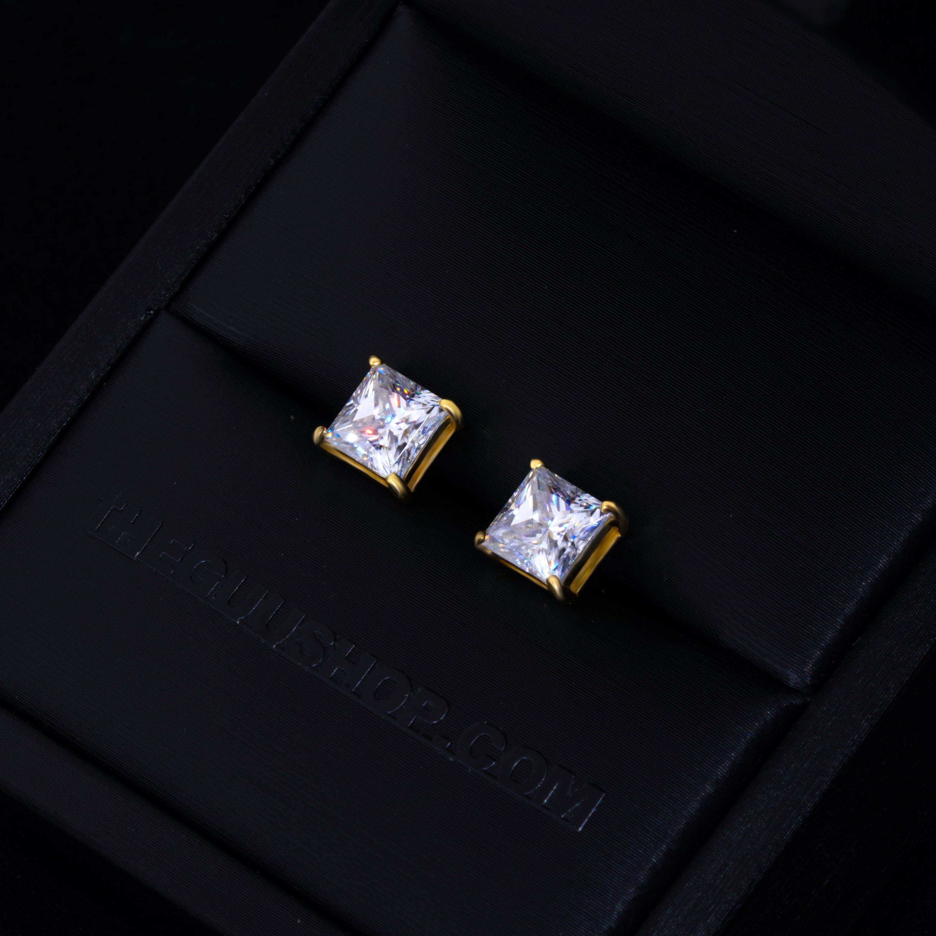 2.40 Carat VVS Moissanite Princess Cut Stud Earrings