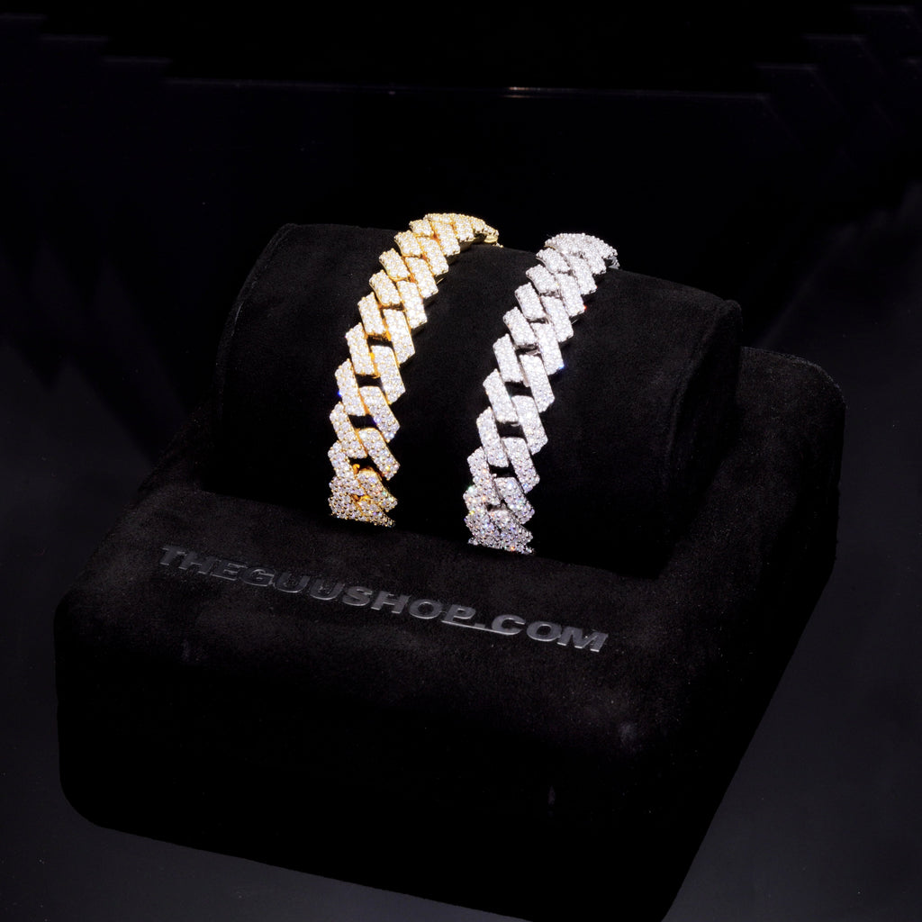 925S & VVS Moissanite 12MM Prong Cuban Bracelet
