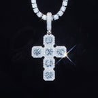 8.0 Carat VVS Moissanite Gemstone Cross Necklace In White Gold