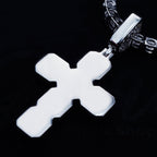 8.0 Carat VVS Moissanite Gemstone Cross Necklace In White Gold