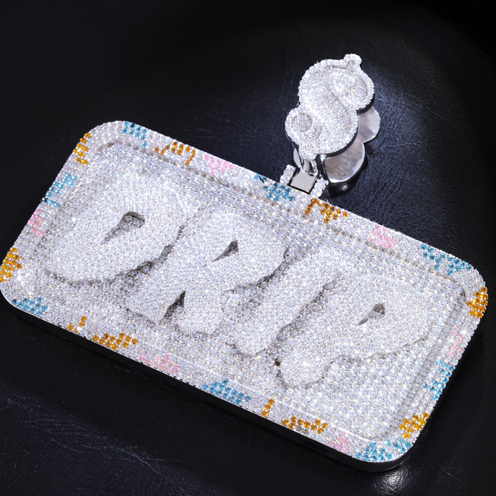 CUSTOM LETTER NECKLACE 3D COLORFUL SQUARE