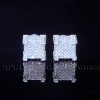 925s VVS Moissanite Iced 3D Cube Earrings In White Gold