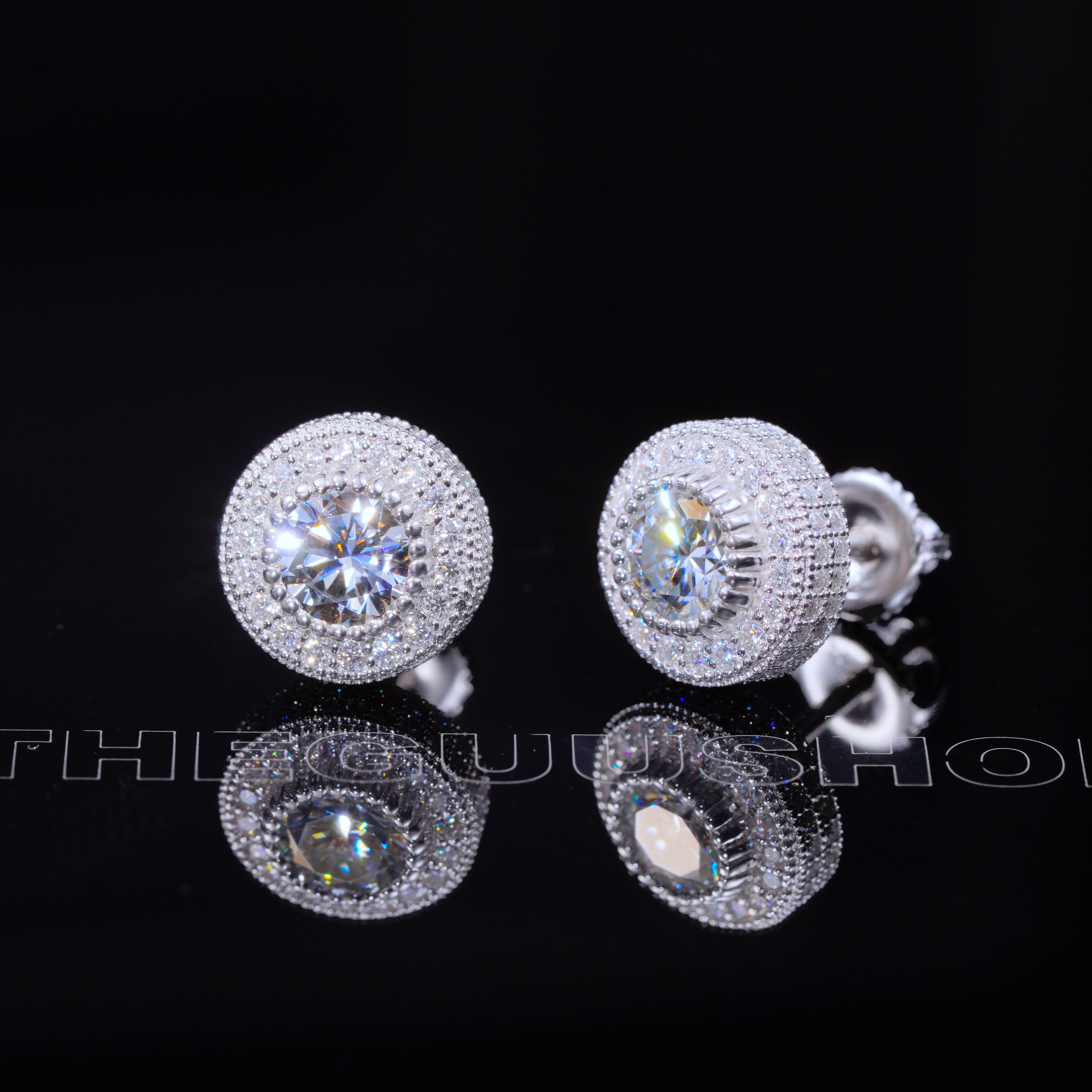 925s VVS1 Moissanite Cluster Halo Earrings