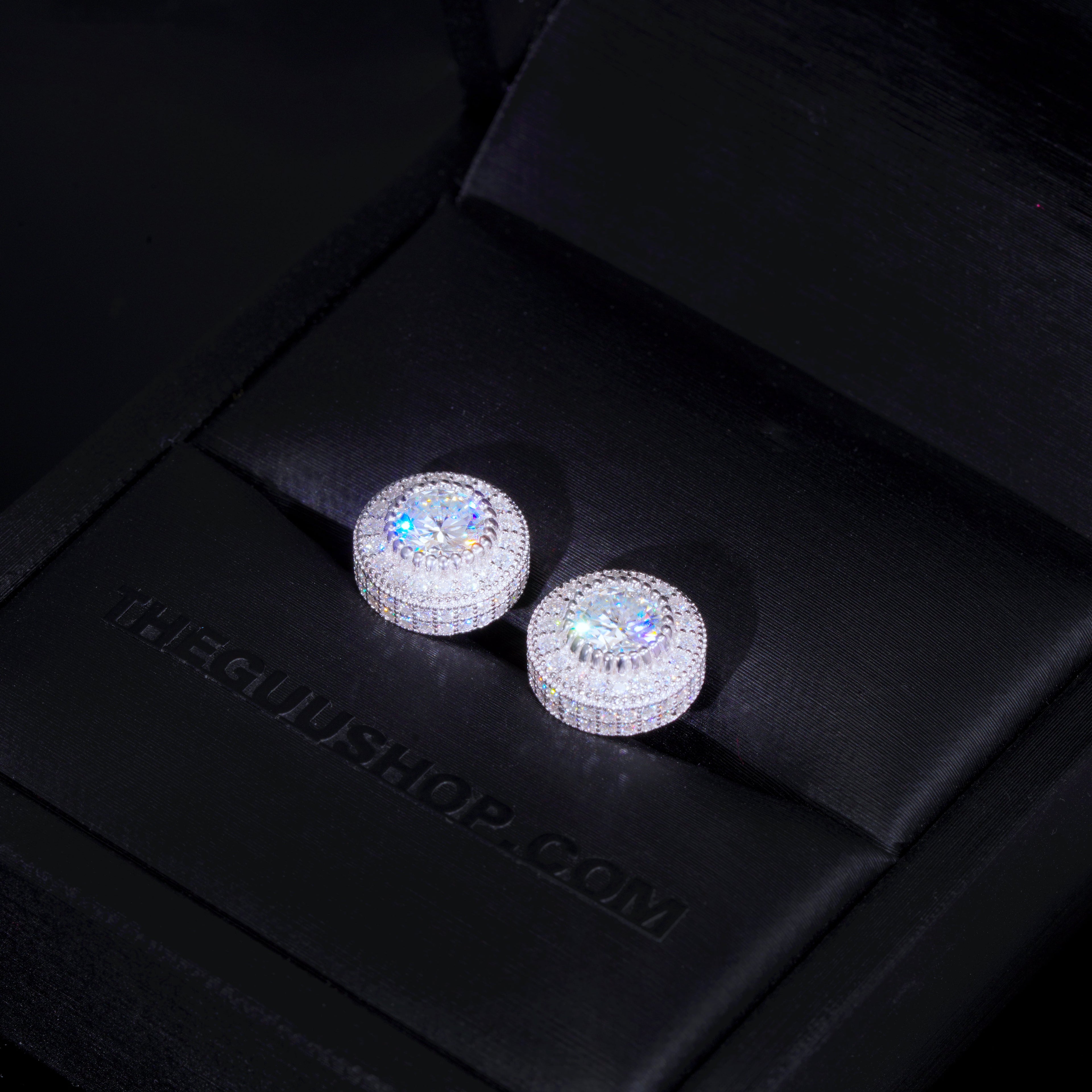 925s VVS1 Moissanite Cluster Halo Earrings