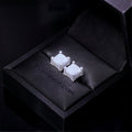 925s VVS Moissanite Iced 3D Cube Earrings In White Gold