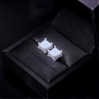 925s VVS Moissanite Iced 3D Cube Earrings In White Gold