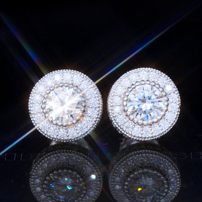 925s VVS1 Moissanite Cluster Halo Earrings Main Image
