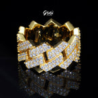 925S & VVS Moissanite Cuban Link Ring 18K Gold