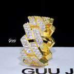 925S & VVS Moissanite Cuban Link Ring 18K Gold