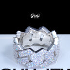 925S & VVS Moissanite Cuban Link Ring White Gold