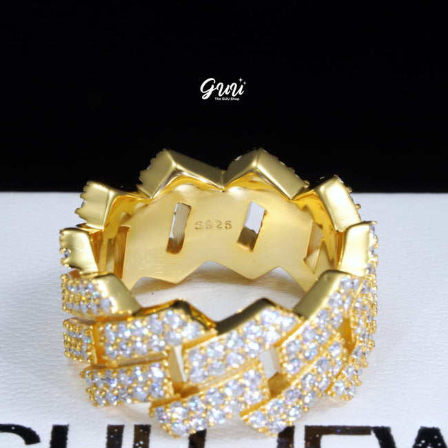 925S & VVS Moissanite Cuban Link Ring 18K Gold Main Image