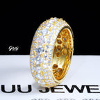 925S & VVS Moissanite Layered Diamond Ring 18K Gold