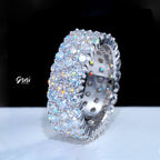 925S & VVS Moissanite 3-Row Eternity Ring White Gold