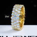 925S & VVS Moissanite 3-Row Eternity Ring 18K Gold