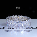 925S & VVS Moissanite 3-Row Eternity Ring White Gold