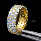 925S & VVS Moissanite 3-Row Eternity Ring 18K Gold