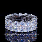 9MM 925S & VVS Moissanite Double Row Ring White Gold
