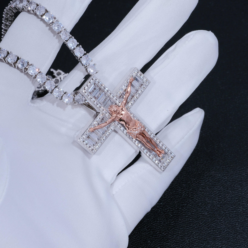 Jesus Crucifix Baguette Cross Necklace