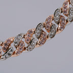 13mm 18K WhiteGold-Plated Pink Iced Cuban Chain