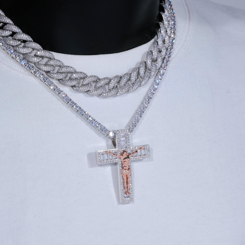 Jesus Crucifix Baguette Cross Necklace