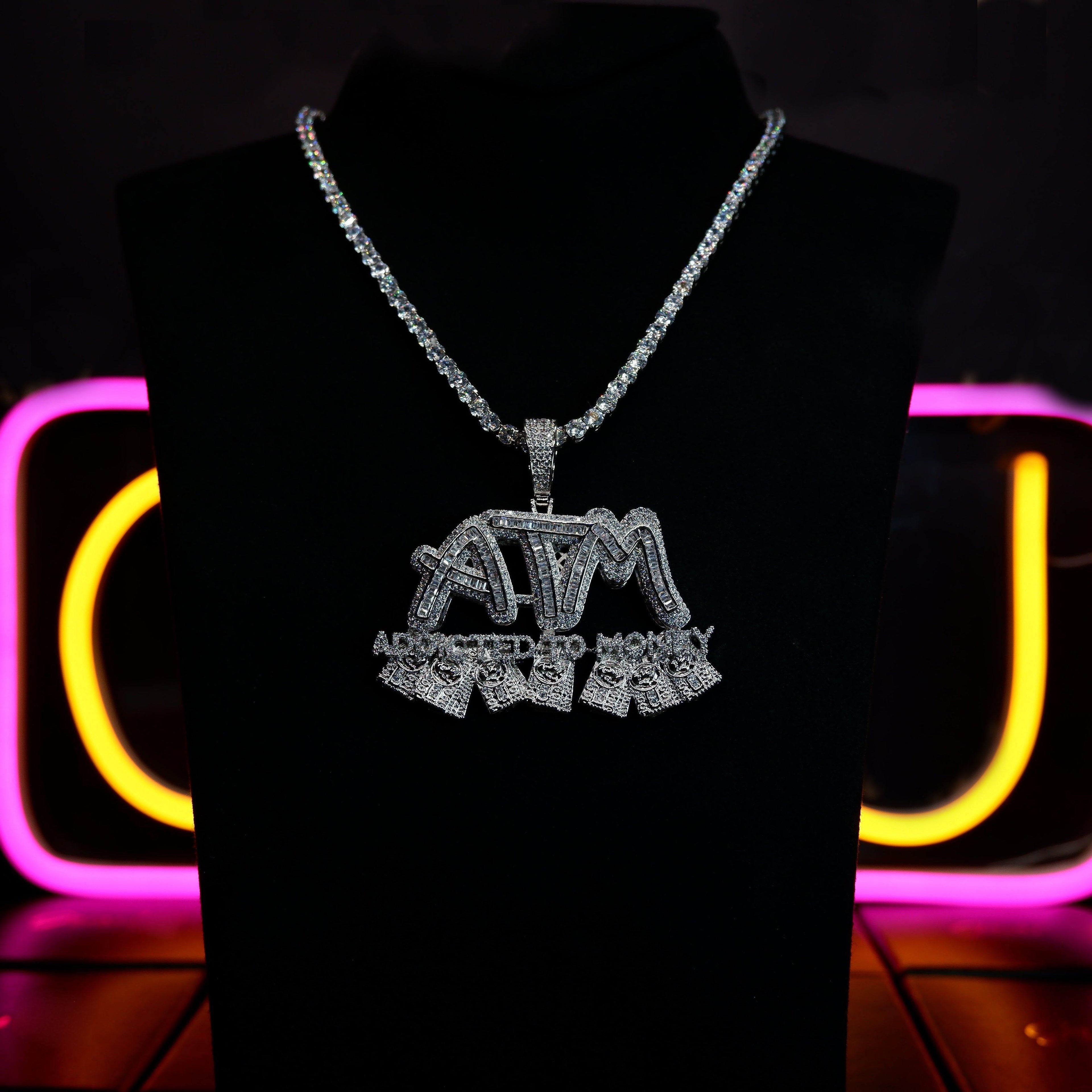 New 18K Gold-Plated ATM Iced Pendant