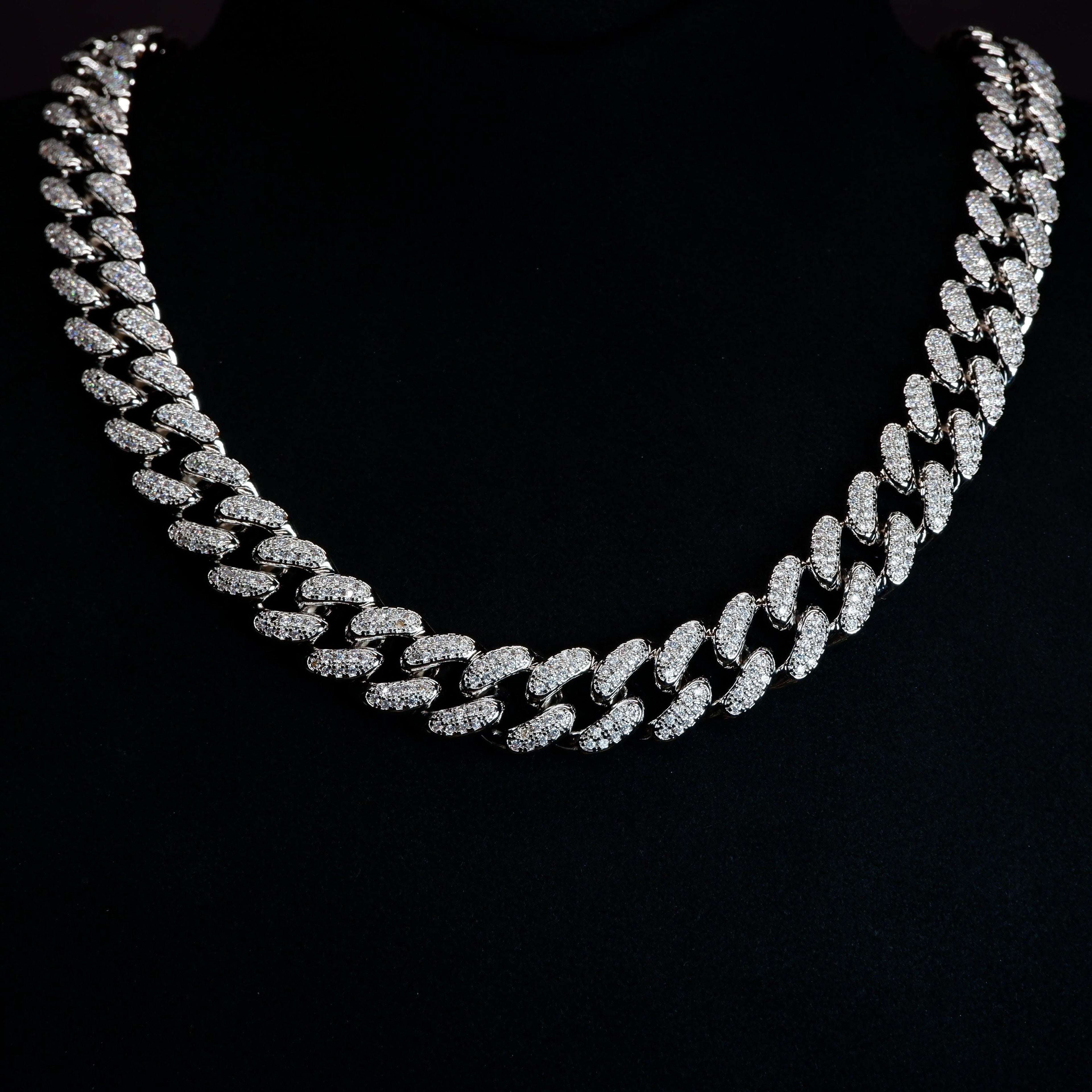 🔥New Flip buckle Iced Cuban Link Chain Silver