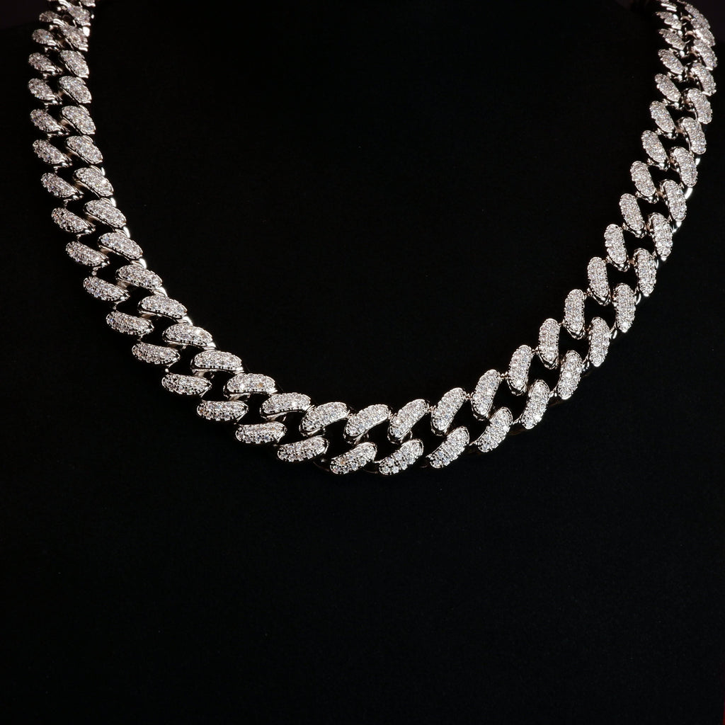 🔥New Flip buckle Iced Cuban Link Chain Silver