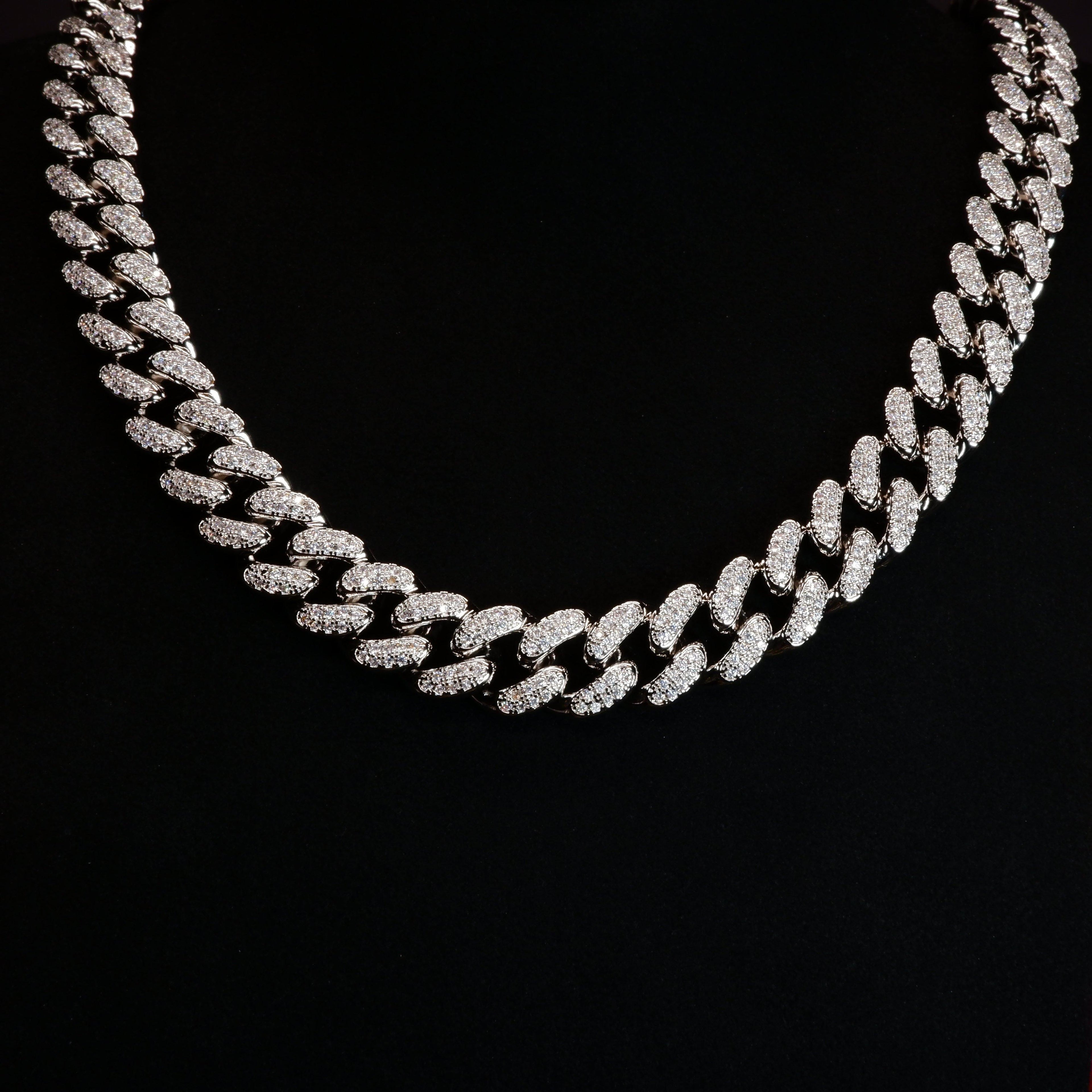 🔥New Flip buckle Iced Cuban Link Chain Silver