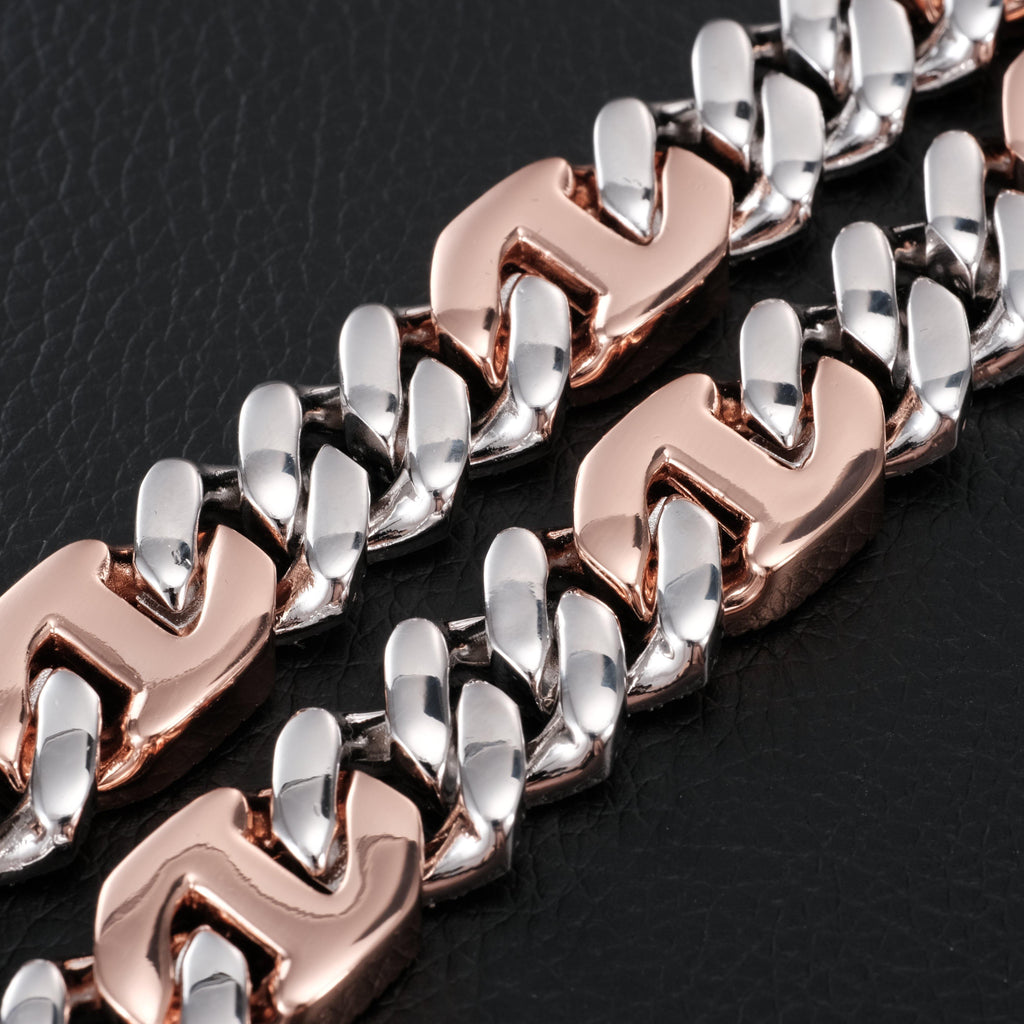 Iced Prong Link Choker (12mm) in White&Pink