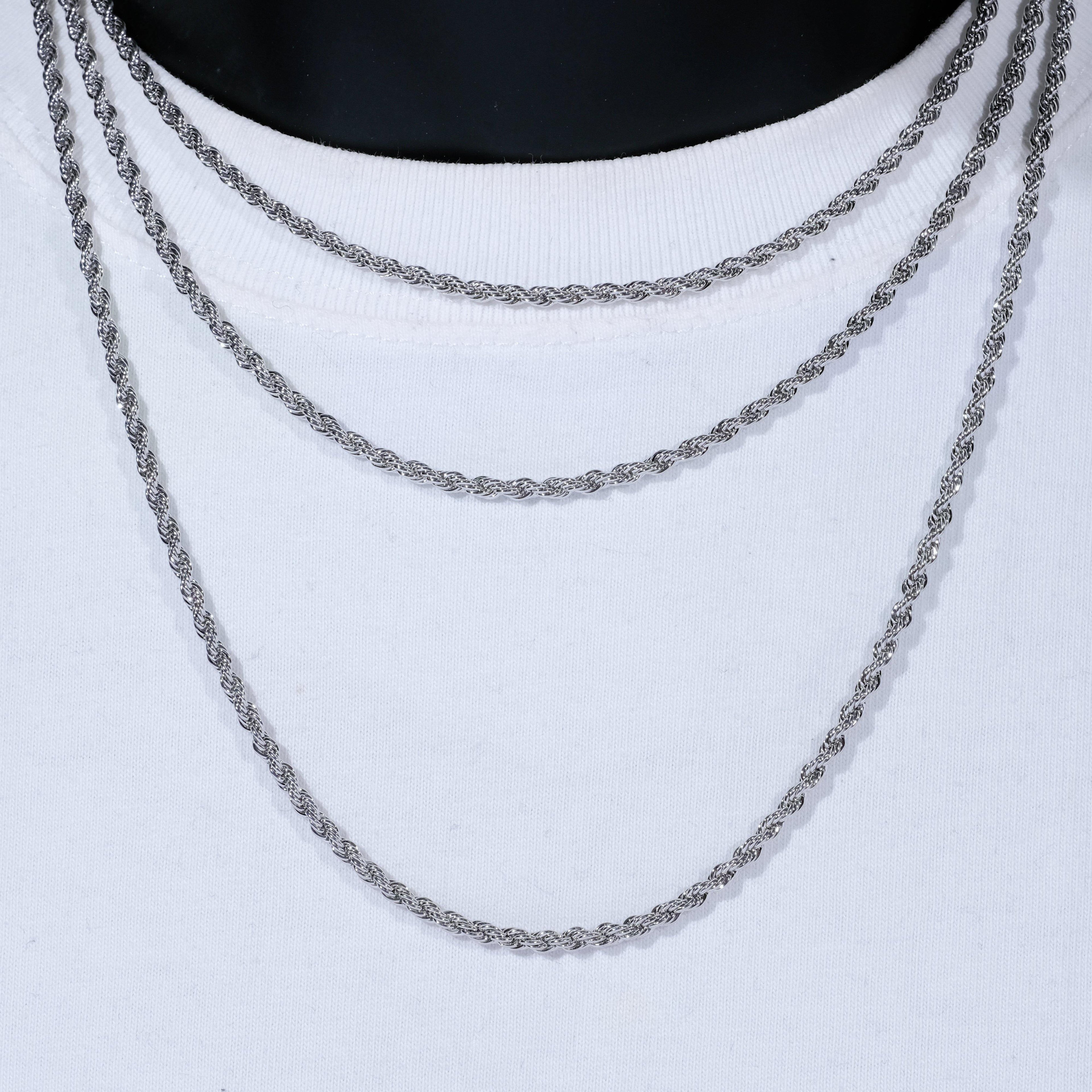 3MM White Gold Rope Chain