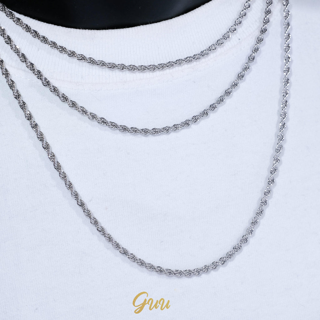 3MM White Gold Rope Chain