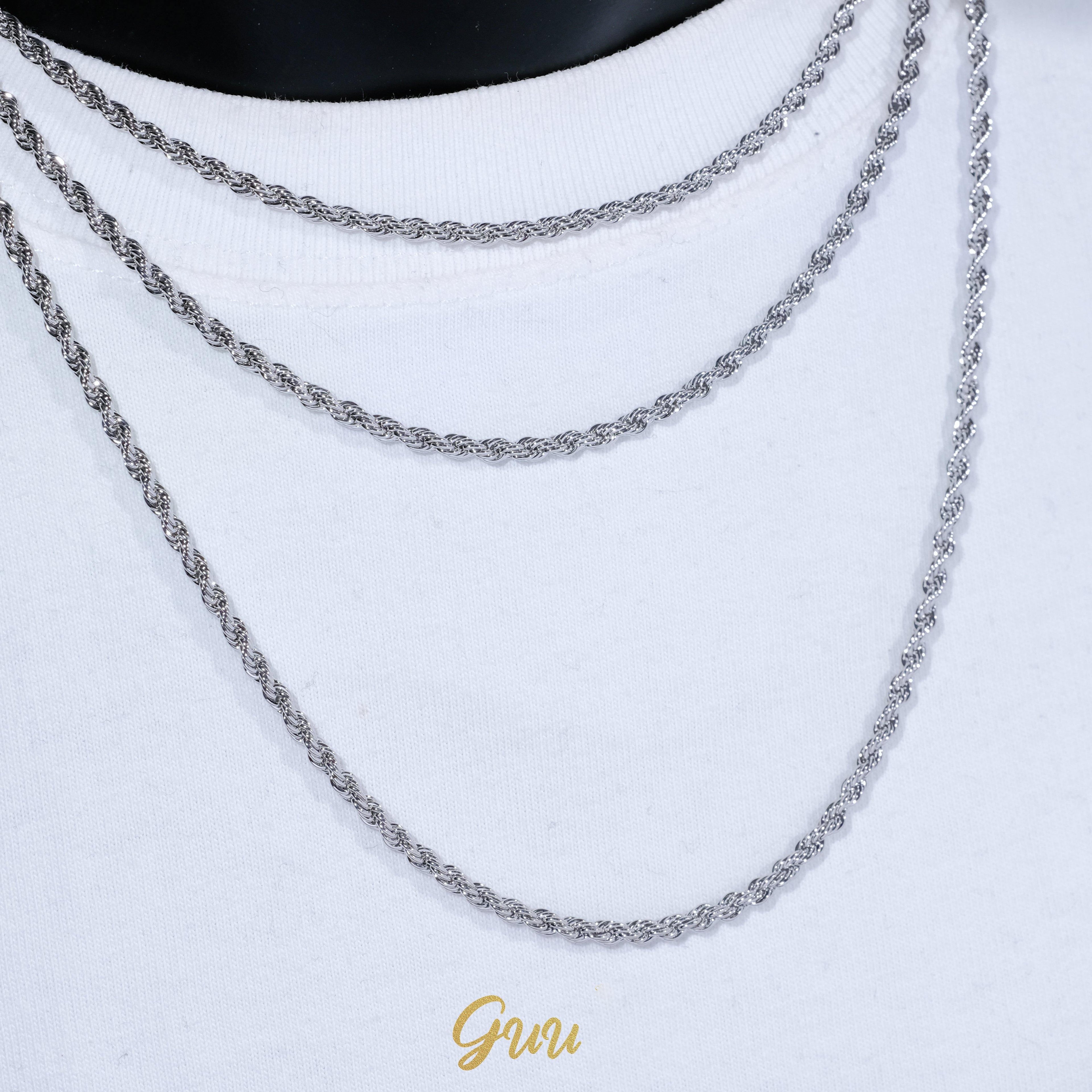 3MM White Gold Rope Chain