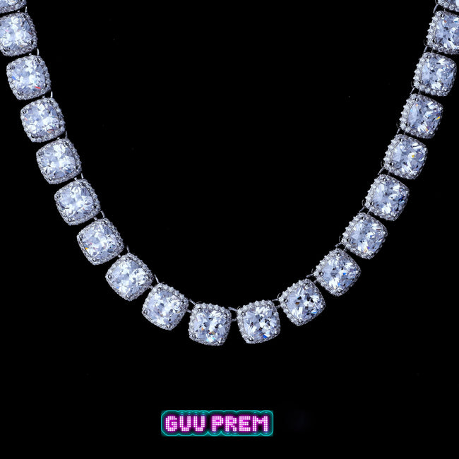 Glacier Clustered Tennis Chain in White Gold Main Image