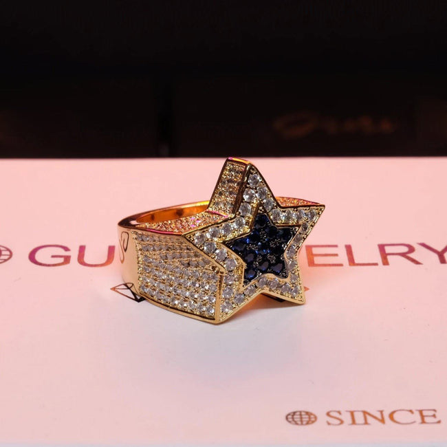 CZ Gold-Plated Copper Five-pointed Star Ring Main Image