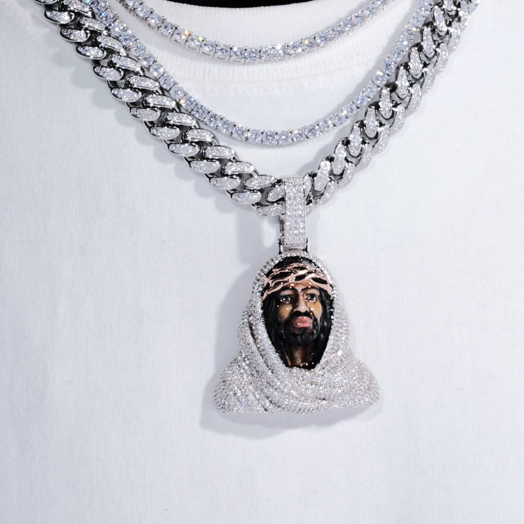 3D Enamel painting Iced Jesus Pendant