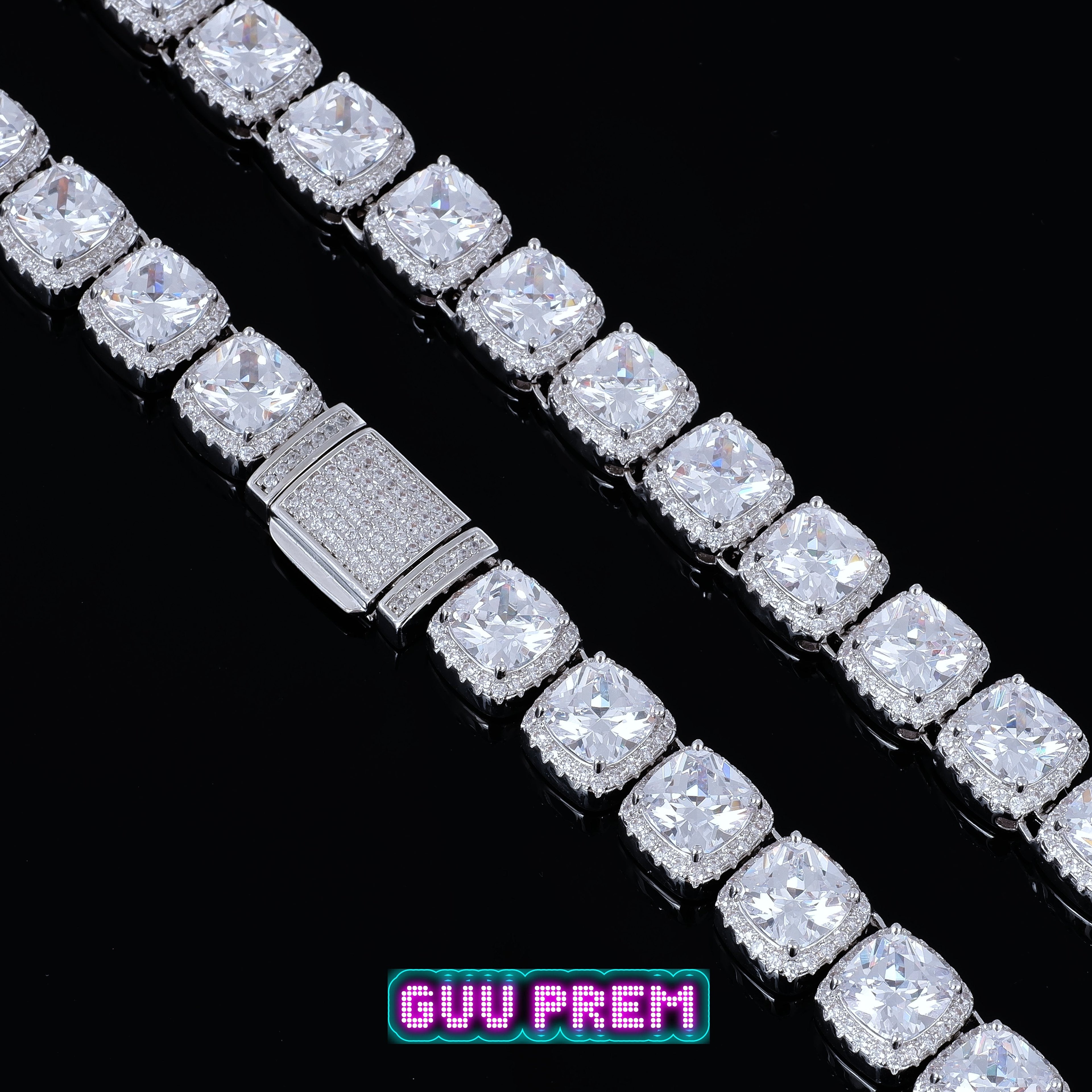 Glacier Clustered Tennis Chain in White Gold