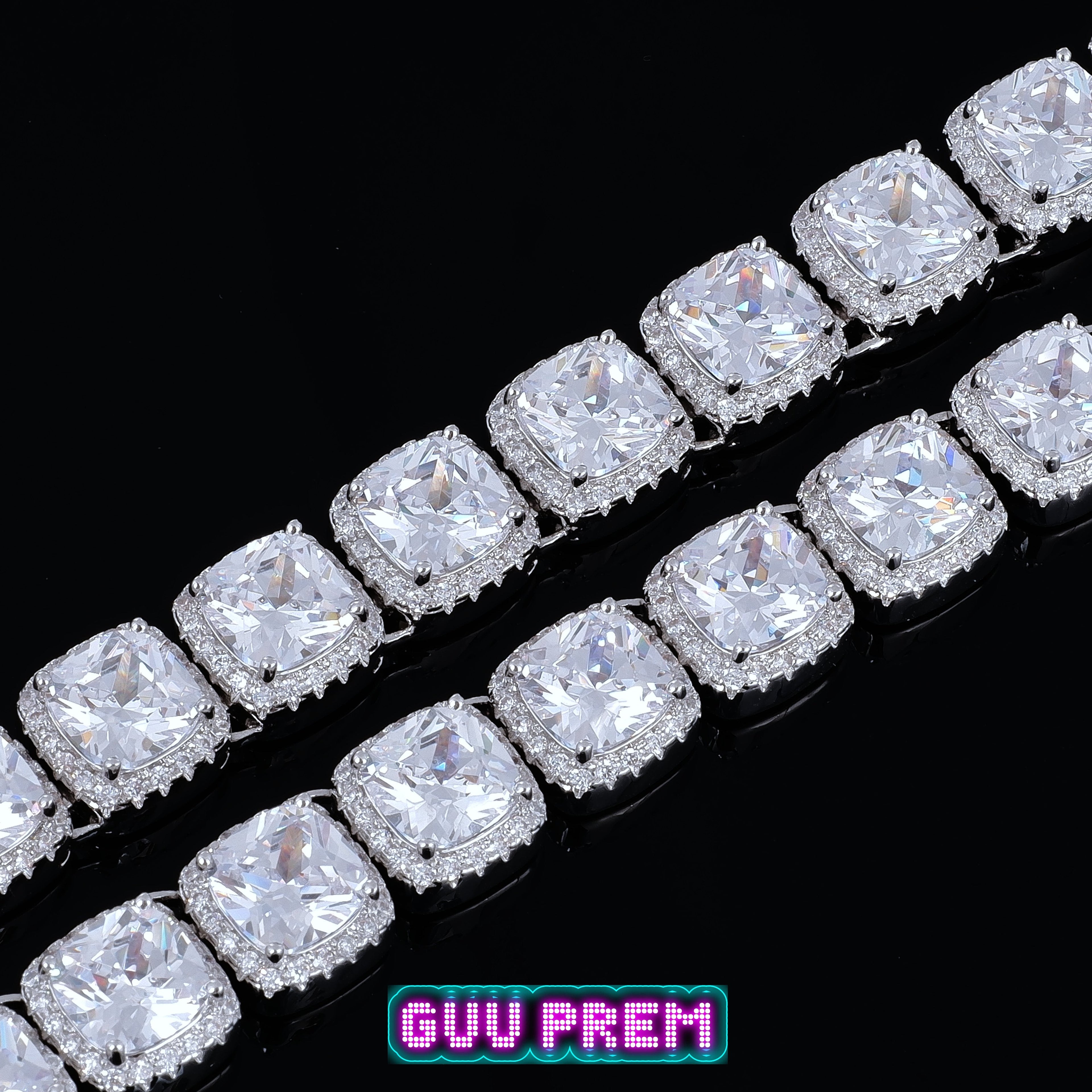 Glacier Clustered Tennis Chain in White Gold