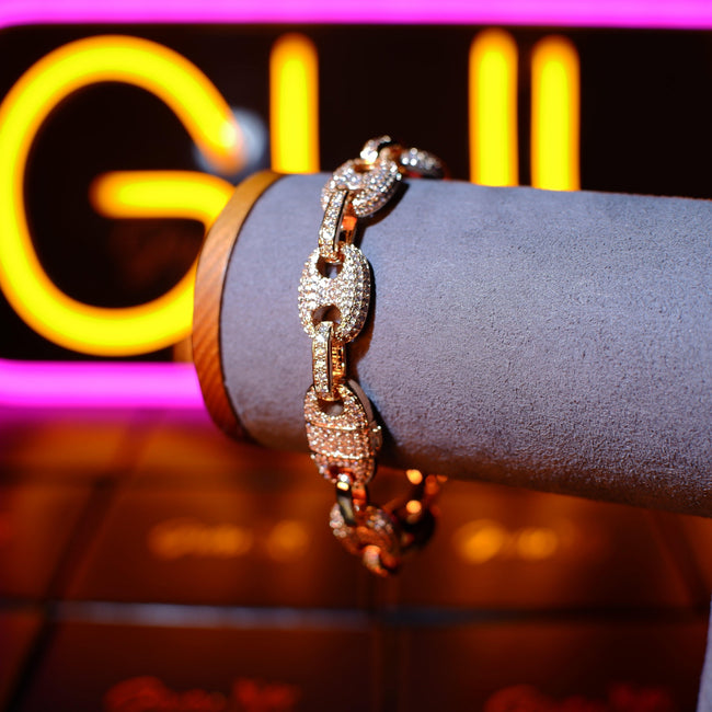 18K Gold-Plated Solid Coffee Beans Link Bracelet Main Image