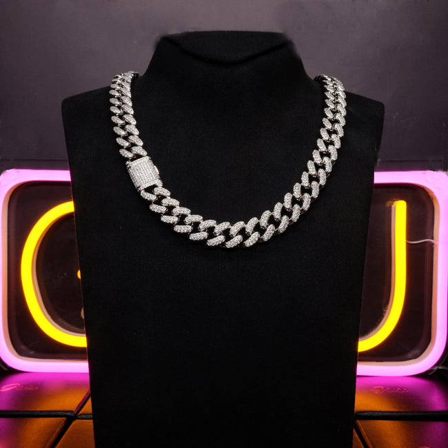 🔥New Flip buckle Iced Cuban Link Chain Silver Main Image